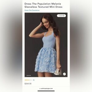 Dress The Population Melanie Sleeveless Textured Mini Dress. NWT